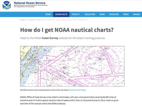 Page d'accueil du site de la NOAA : www.oceanservice.noaa.gov
