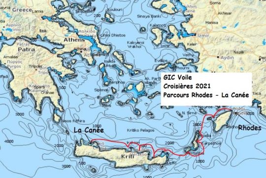 Itinéraire prévu en Crête en 2021