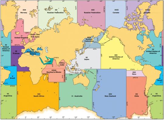 Répartition des zones METAREA