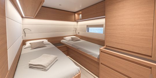La cabine invité avec ses lits jumeaux