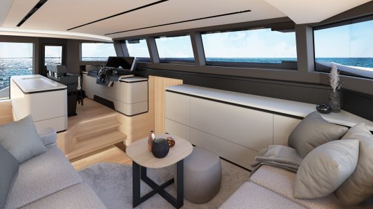 Le poste de pilotage du Serenity 72 © Darnet Design