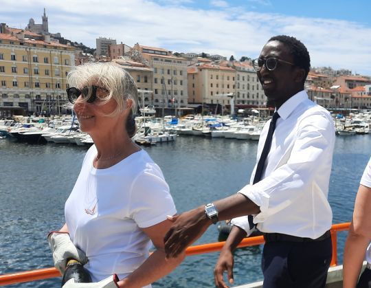 Catherine Chabaud, marraine du bateau, et Hervé Berville, secrétaire d'Etat chargé de la Mer