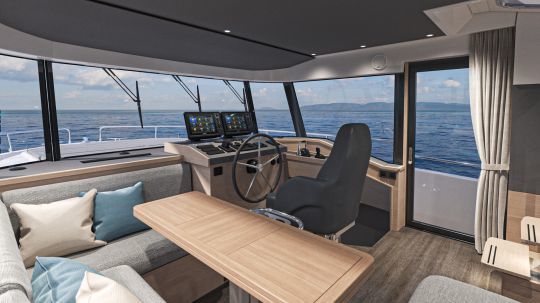 Le poste de pilotage dispose d'un coin salon