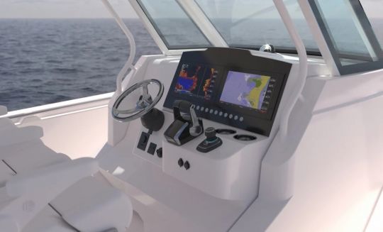 The helm is inspired by the open fishing boats