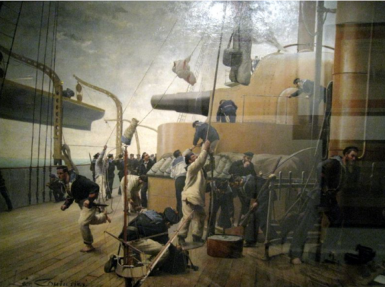 Branle-bas de combat à bord du cuirassé Amiral Duperré, par Léon Couturier, 188