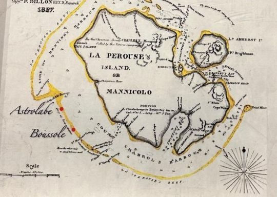 Carte de Mannicolo levée par le capitaine Dillon en 1827