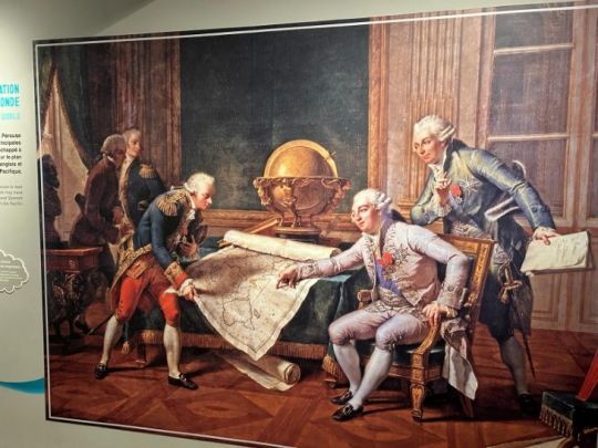 Louis XVI donnant ses instructions au capitaine La Pérouse pour son voyage d'exploration autour du monde, par Nicolas-André Monsiau, 1817