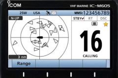 Ein AIS-Bildschirm mit Zielen auf einem Icom-VHF