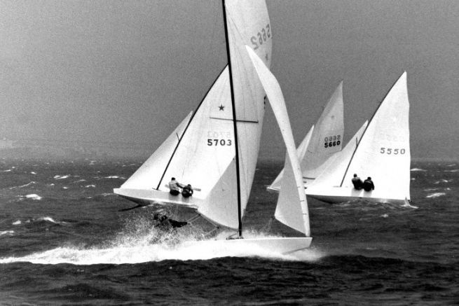 Lowell North, der Grnder von North Sails, mitten in der Star-Regatta